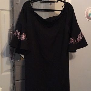 Off the shoulder black/floral dress